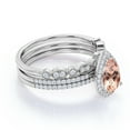 thumbnail image 3 of JeenMata Art Deco 1.75 Carat Pear Cut Peach Pink Lab Created Morganite Trio Bridal Set in 18k White Gold over Silver, 3 of 6