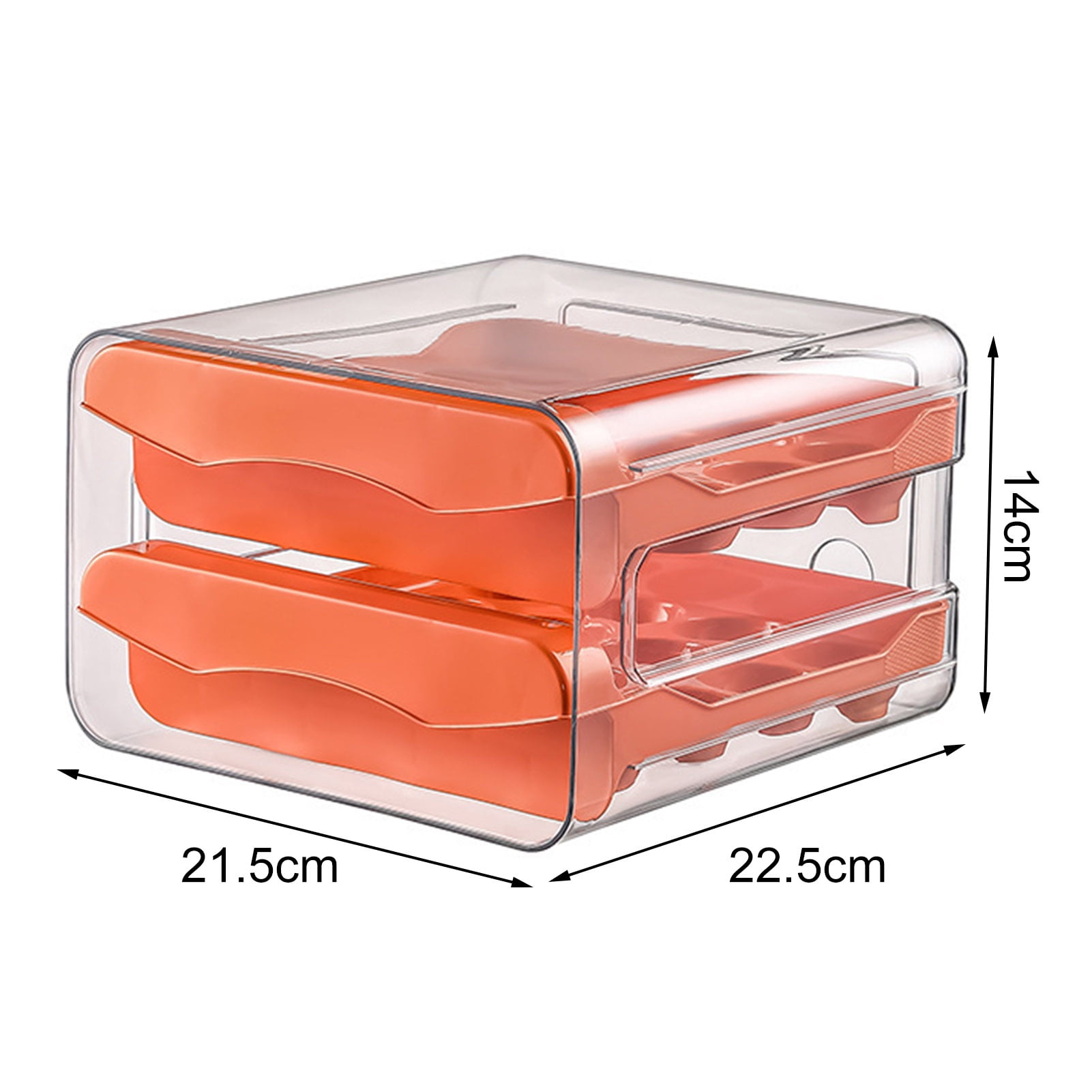 sunsanly Egg Storage Box Double Layers Transparent Visible 32 Grids Large Capacity Food Grade Pull Out Drawer Type Stable Stackable Kitchen Fridge Egg Container