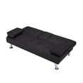 thumbnail image 4 of Modern Faux Leather Futon with Cup holders and Pillows Convertible Folding Sofa Bed, 4 of 7