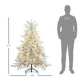 thumbnail image 6 of Christmas Trees HOMCOM 5ft Prelit Snow Flocked Artificial Christmas Tree with Warm White LED Light and 931 Tips, Metal Base, Hinged Realistic Xmas Tree,Artificial Christmas Trees, 6 of 9
