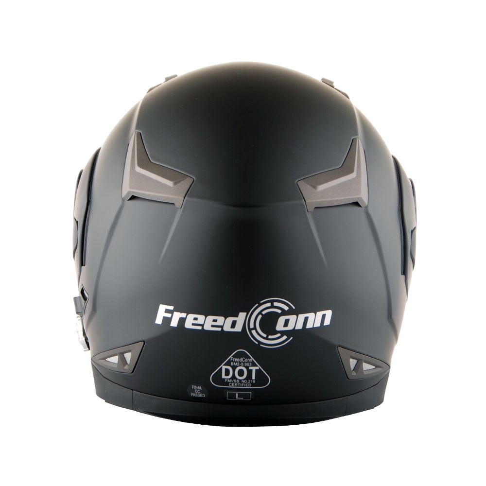 Martian Motorcycle Helmet Modular Full Face Flip-Up Dual Visor Bluetooth Headset, HM-BH1 Matt Black, Premium Leather Gloves