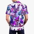 thumbnail image 4 of Balery Flying Butterflies Printed Men’s Short Sleeve Polo Shirt, Midweight Men's Shirt,Golf Polo shirts -Large, 4 of 9