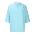 thumbnail image 6 of ChaoHeng Plus Size Women Tops Short Sleeve Printed Tops with Sleeves Women Casual Bohemian Style Half Sleeve Solid Cotton Linen Shirt Top Short Sleeve Stand Collar Tops Shirt Blouse, 6 of 9