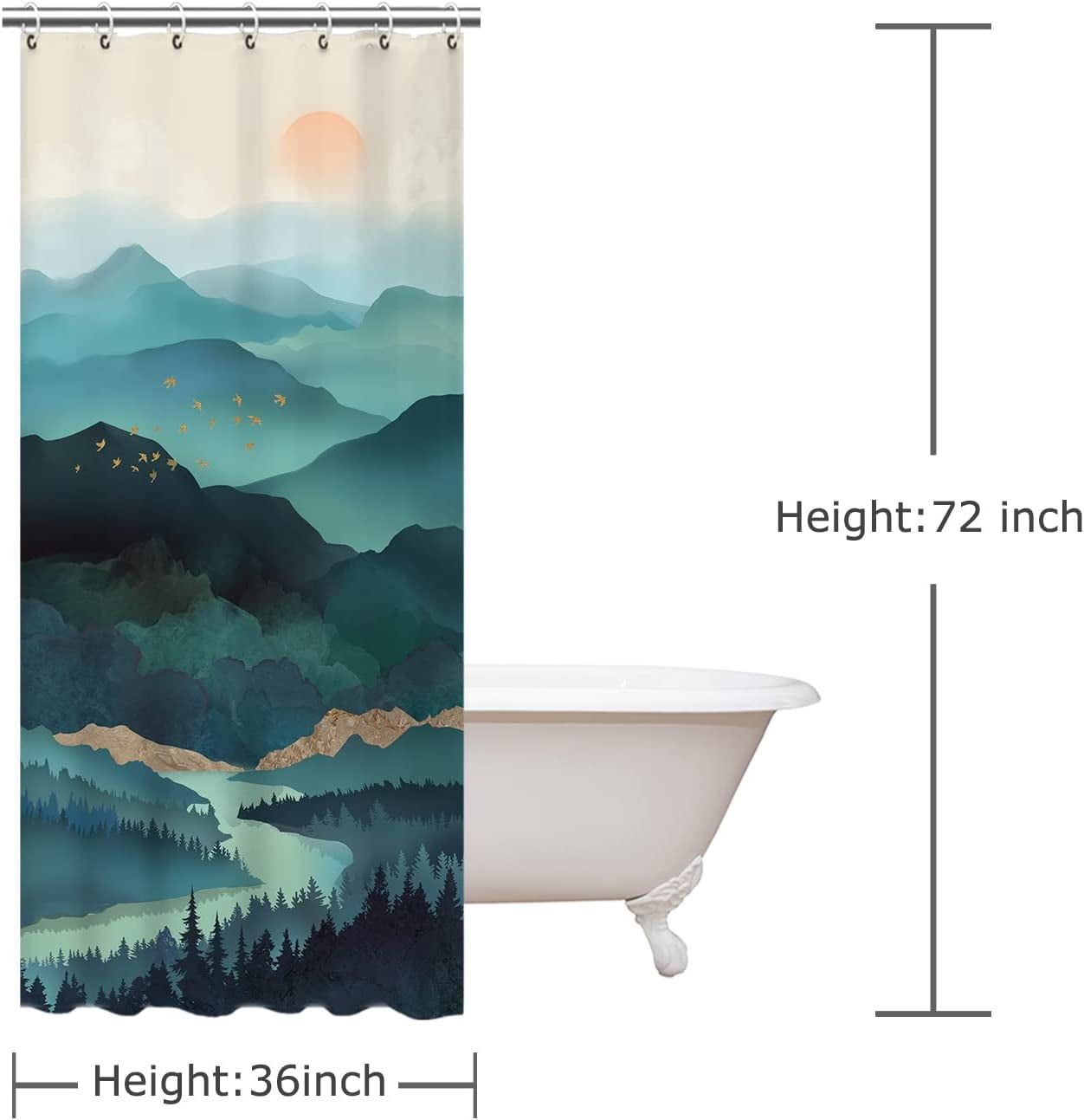 Thideape Forest Mountain Shower Curtain, 36" x 72"