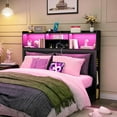 thumbnail image 6 of PAKASEPT Queen Size Storage Headboard, 62" Wide Headboard Only, Stylish Bookcase Headboard with Charging Station & LED Lights, Modern Wood Headboard, Noise-Free HeadBoard with Storage, 6 of 9