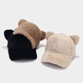 thumbnail image 4 of Gorra de béisbol de felpa con orejas de gato y tablero de luz de dibujos animados lindo de otoño e invierno, gorra con visera de tablero de luz de estilo universitario para mujer, 4 of 6