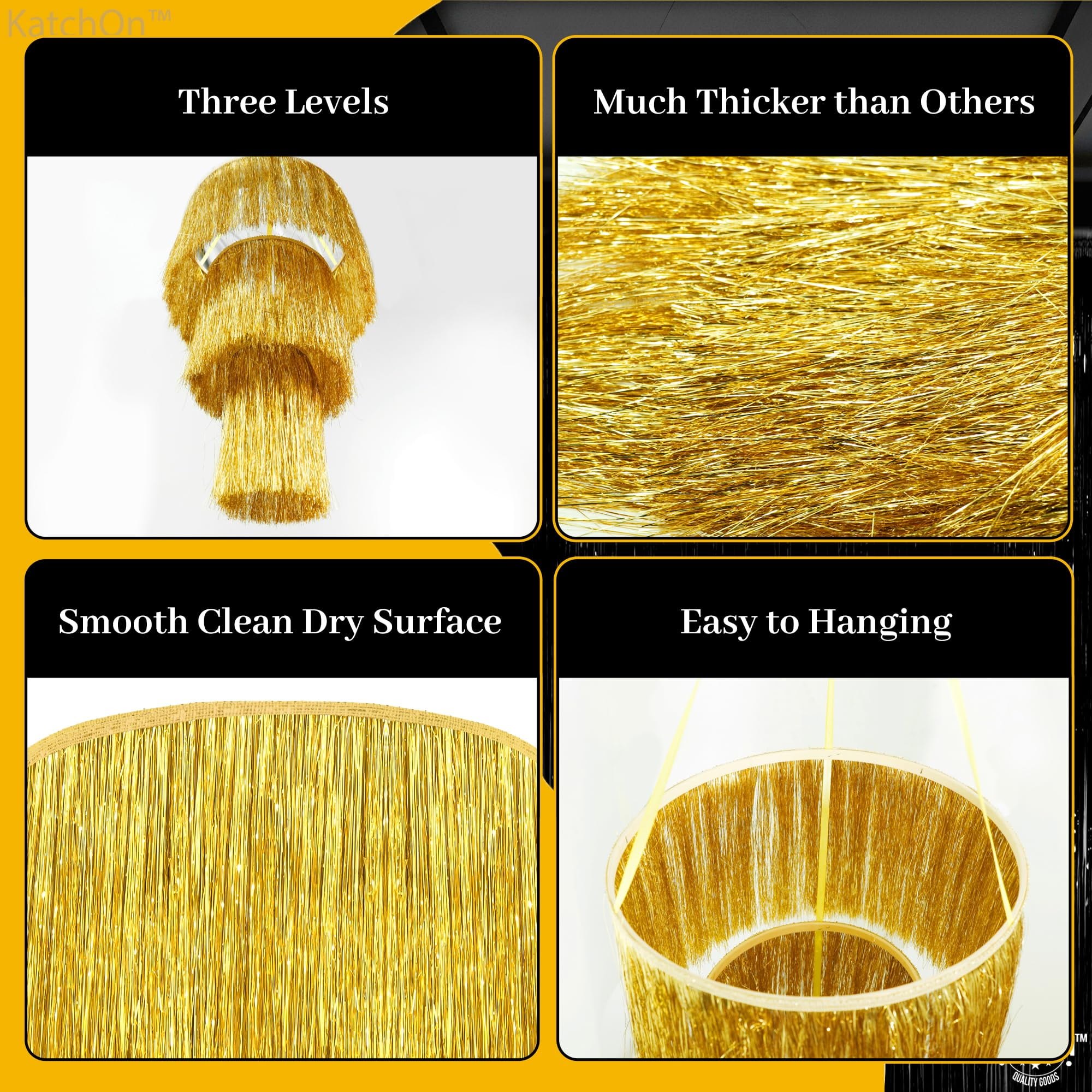KatchOn, Gold Tinsel Chandelier Party Decor - 20 Inch | Gold Chandelier for New Years Eve Ceiling Decorations | New Years Decorations, Gold Disco Party Decoration, New Years Eve Party Supplies 2026