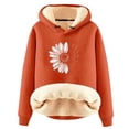 thumbnail image 2 of Lined Hoodies for Women 2025 Winter Long Sleeve Chrysanthemum Graphic Hooded Sweatshirt Pullover Tops, 2 of 3