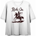 thumbnail image 4 of Cowboy "Ride On" Women's White Crew Neck Short Sleeve Top-XXL, 4 of 6