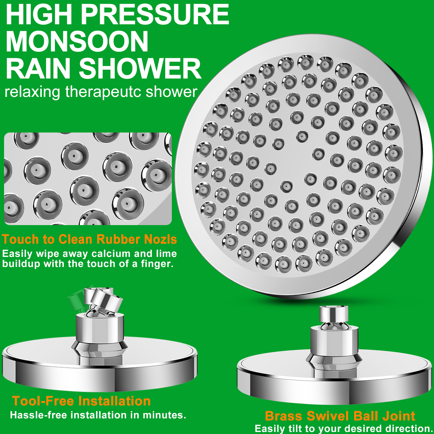 NIUTA 6 Inch High Pressure Rain Showerhead Chrome photo 7