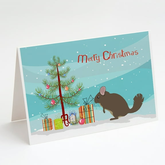 Chinchilla Christmas Greeting Cards and Envelopes Pack of 8