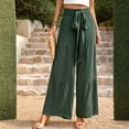 thumbnail image 5 of Boho Tiered Palazzo Pants for Women, High Rise Belted Wide Leg Trousers, Casual Spliced Loose Slacks, Summer Flowy Bottoms, 5 of 7