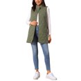 thumbnail image 2 of INSPIRE CHIC Women's Long Puffer Vest Stand Collar Sleeveless Puffy Jackets Lightweight Gilet Quilted Warm Coat M Army Green, 2 of 6