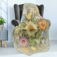 thumbnail image 4 of Grunge Soft Flannel Fleece Throw Blanket, Ornate Aged Floral Bouquet Composition over Antique Style Marble Setting Bohemian, Cozy Plush for Indoor and Outdoor Use, 50" x 60", Multicolor, by Ambesonne, 4 of 5