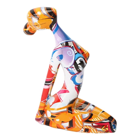 Abstract Yoga Decor Statue for Home Bookshelf TV Stand Decoration, Resin Yoga Pose Sculpture Gift for , Family Member , Yellow