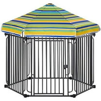 Pawhut Heavy-duty Pet Playpen Kennel with Door & Removable Cover 6 Panels for Small & Medium Sized Dogs for Indoor &Outdoor Use, Black