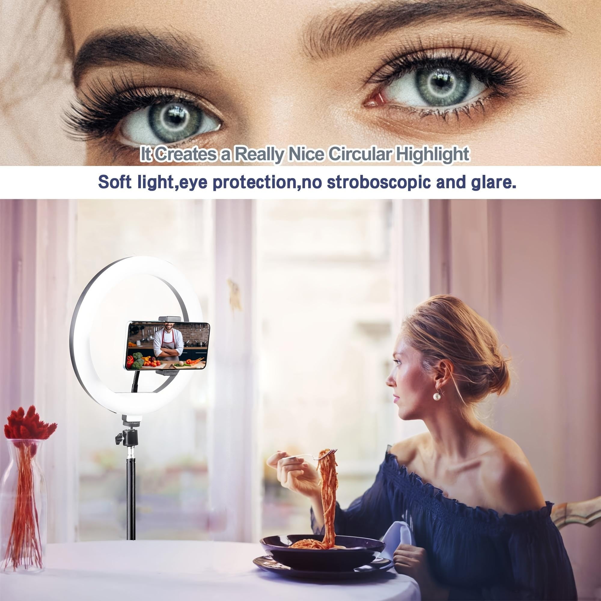 ZOMEI 10" Adjustable LED Ring Light with 63" Extendable Tripod & Phone Holder - for Live Streaming, Studio/Food Photography, USB Powered, 3 Color Modes (Warm/White/Cool), Button Control
