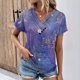 thumbnail image 2 of Camiseta de Manga Corta Suelta con Cuello en V Impresa, Blusa Casual para el Hogar Y el Uso Diario, 2 of 4