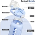 thumbnail image 3 of Half Gallon/64 oz Glass Water Bottles with Straw and Lid,Motivational Water Jug with Time Marker Reminder and Silicone Sleeve,100% Leakproof BPA Free Fitness Sports Large Bottle-Light Blue, 3 of 6