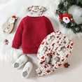 thumbnail image 2 of Mercatoo Toddler Girl Clothes Christmas Outfits Long Sleeve Pullover Sweatshirt Santa Prints Pants 3Pcs Girls Clothes Set, 2 of 8