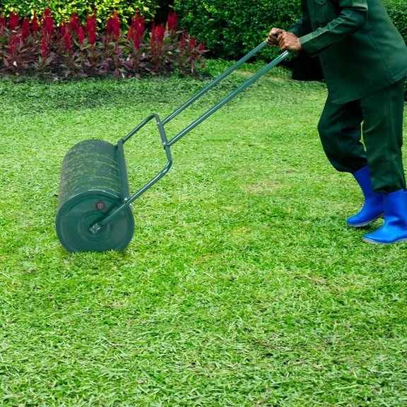24in 13 Gallon Steel Lawn Roller w/ U-Handle & Drain Plug - Under 20lbs Empty, Yard Leveling for Seed, Sod & Soil