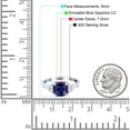thumbnail image 4 of Cushion Cut Art Deco Ring Blue Sapphire CZ 925 Sterling Silver Size 9, 4 of 6