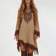 thumbnail image 3 of Jamsmile Womens Dress Summer Elegant Casual Vintage Style Long Sleeve Tassels Irregular&nbsp;Hem Dresses A Line Loose Fit Sundress, 3 of 3