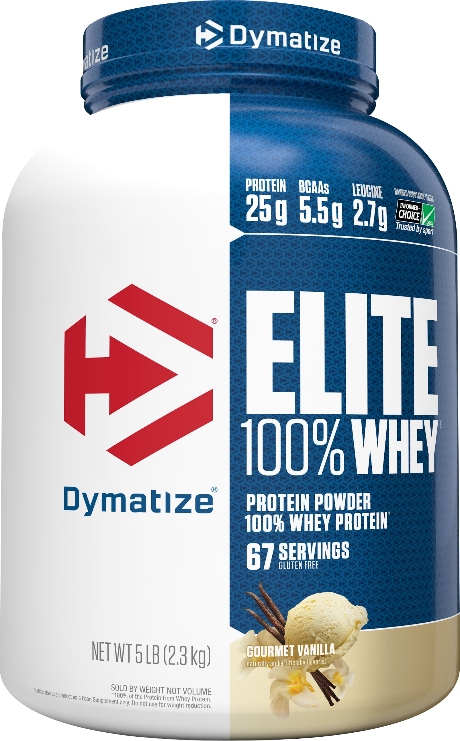 Dymatize Elite 100% Whey Protein Powder, Gourmet Vanilla, 5 lb