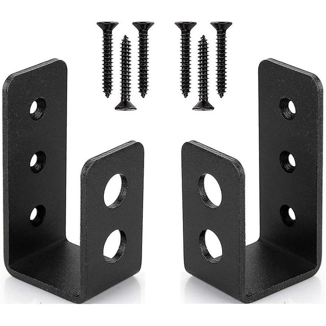 2 Pack Heavy Duty Steel Door Brackets For 2x4 Door, U-shape Security Bar