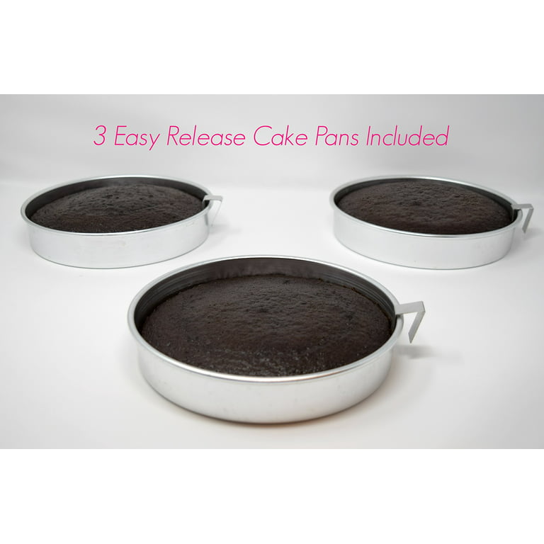 Aunt Shannons Easy Release 8 Cake Pans - Set of 3 Quick Release Pans