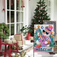 thumbnail image 6 of Welcome Christmas Rock and Roll Snowman Decorative Garden Flag, Pink Guitar Xmas Tree Winter Holiday Yard Outside Decorations, Funny Burlap Outdoor Small Home Decor Double Sided 12 x 18, 6 of 6