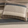 thumbnail image 5 of PANGUSHAN 100% Cotton Queen Quilt Set, Farmhouse Striped Queen Size Quilt Bedding Set Bedspreads, Reversible Quilted Lightweight Comforter, Brown/Beige/Charcoal/Gray Bed Spread for Queen Bed, 3pcs, 5 of 15