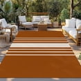 thumbnail image 2 of Burnt Orange Beige Striped Outdoor Rug 6x9 Ft - Reversible Patio Rug Outdoor Camping Rugs, Modern Farmhouse Retro Lines Indoor Outdoor Area Rugs, Non-Slip Outdoor Carpet Runner for Deck/Porch, 2 of 8