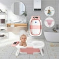 thumbnail image 3 of stusgo Collapsible Baby Bathtub, Plastic Baby Bath Tub with Soft Cushion & Thermometer（Pink）, 3 of 6