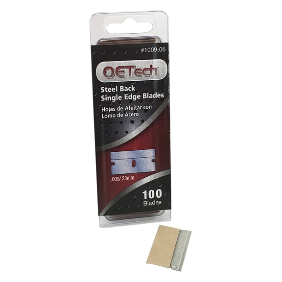 OETech Steel Back Single Edge Razor Blades #1009-06, 100 Piece