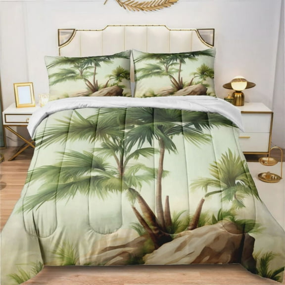 Tropical Plant Palm Tree (2) Comforter Set Bedding Set Duvet Set Set 3pcs Twin Size