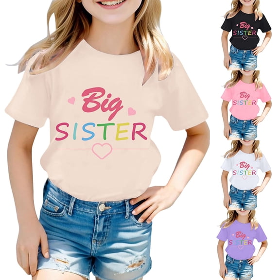 ibiyuan Big Sister Shirts for Girls Size 10 Promoted To Big Sis Girls T Shirts Baby Announcement Girl Short Sleeve Shirts for Girls 10-12 Big Sister Outfit Tees Girl Tops 4t