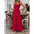 thumbnail image 4 of ZOELNIC Women's Summer Jumpsuit Spaghetti Strap Back Bow Romper, Wide Leg Vacation Outfit, Casual Resort Wear One Piece for Beach & Travel, S, 4 of 6
