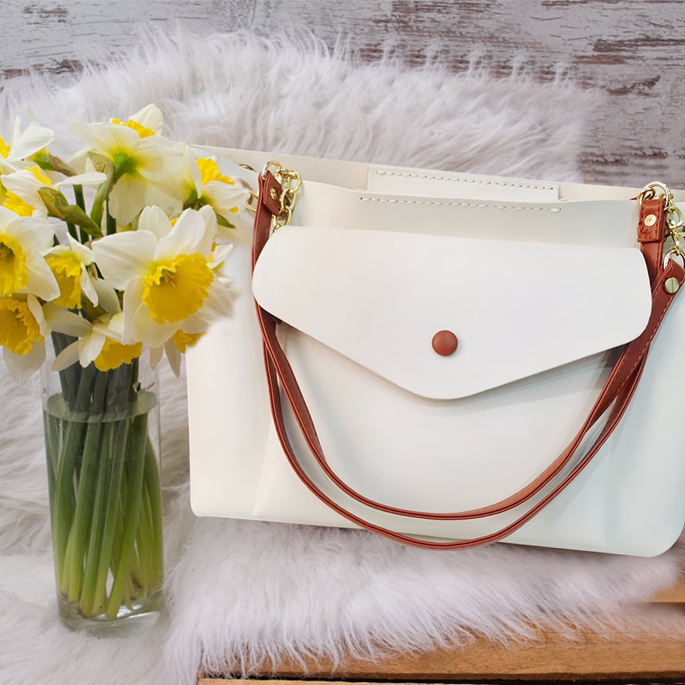 DIY PU Leather Bag Making Kit White Large Tote Bag Making Kit DIY PU Leather Shoulder Bag DIY Sewing kit with Bag Sewing Kit