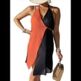 thumbnail image 1 of Vestido Tipo Halter Sin Mangas con Cuello en V y Lazo para Mujer, Color Naranja, Talla Única, 1 of 6