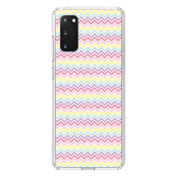 DistinctInk Clear Shockproof Hybrid Case for Galaxy S20 / S20 5G (6.2" Screen) - TPU Bumper, Acrylic Back, Tempered Glass Screen Protector - Rainbow Stripes Pattern