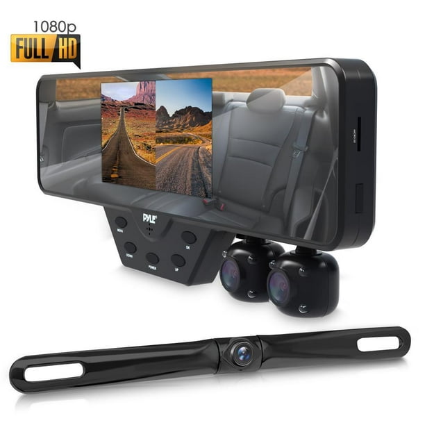 Pyle Dash Cam Recorder DVR for Trucks - 7 Inch Monitor Blackbox Rear Camera  View Full Color HD 1080p Video Security Loop Camcorder - PiP Night Vision