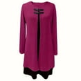 thumbnail image 7 of Olyvenn Women's Long Sleeve Buttoned Dress Sweater Fake Two-Piece V-Neck Casual Fashion Regular Length Lightweight Stretchy Breathable Fall Winter Dress Everyday Wear Hot Pink L, 7 of 7