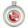thumbnail image 1 of Angry Shark Scuba Diving Flag Diver  Round Stainless Steel 5oz Hip Drink Flask, 1 of 3