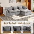 thumbnail image 5 of Timbernest 102" Sectional Couches for Living Room, Boneless L Shaped Cloud Sofa with Ottoman, 3 Seater, Gray, 5 of 9