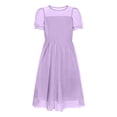 thumbnail image 4 of Yanlir Robe en Maille à Pois pour Filles avec Manches Bouffantes et Jupe Fluide Respirante Robe de Soirée pour Grandes Enfants Col Rond Doux Manchette à Volants Occasion Décontractée et Formelle (Violet, 13-14 Ans), 4 of 5