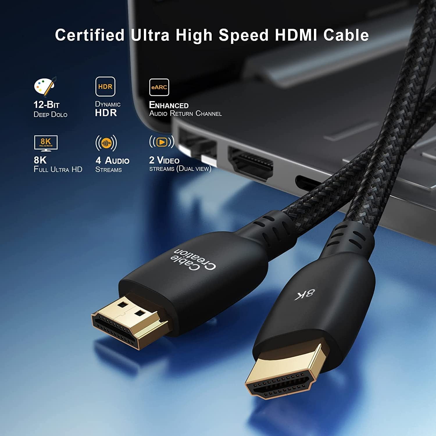 Titan-10ft-8K-Premium-HDMI-LED-Gaming-Cable-Black