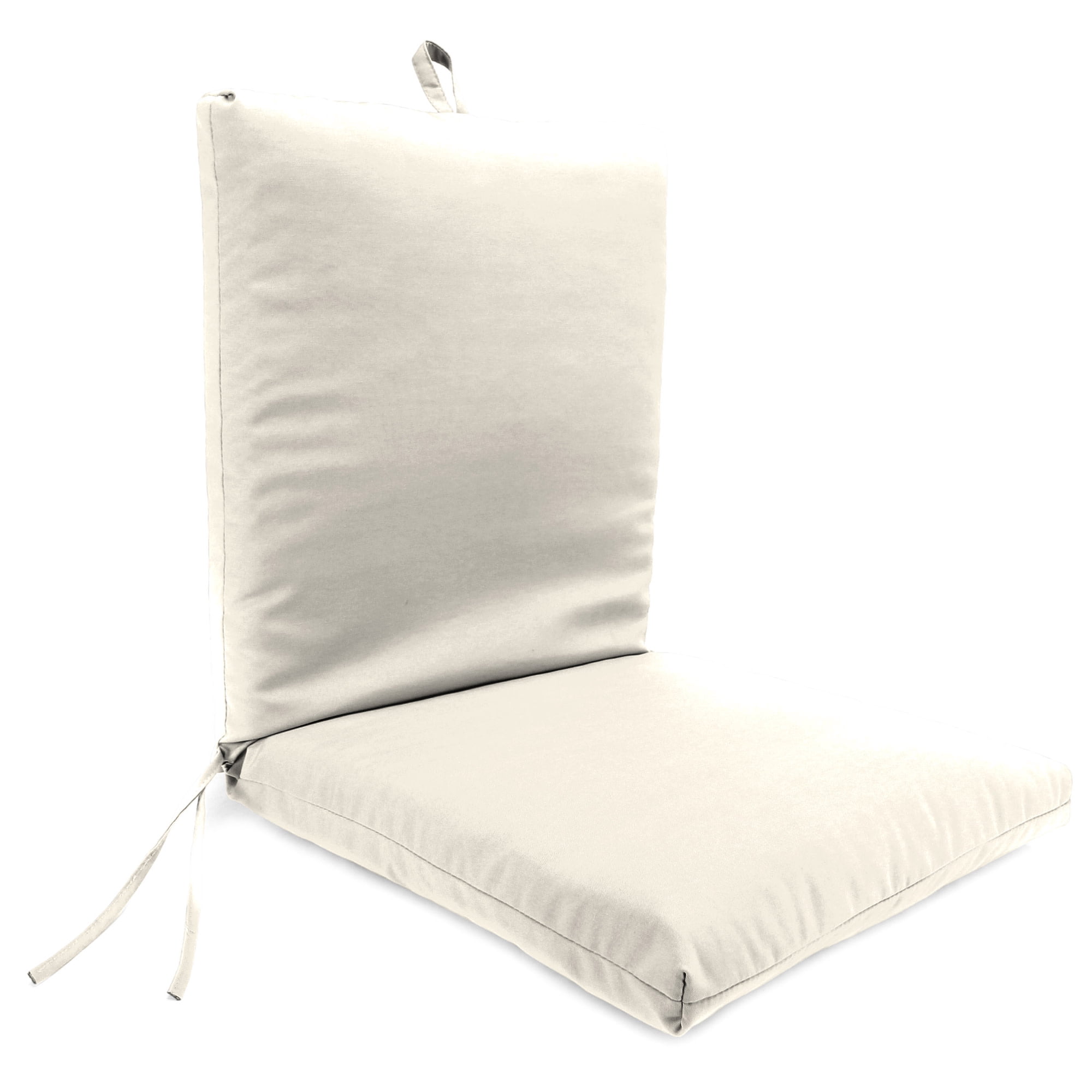 Jordan Manufacturing 44" x 21" Veranda Cream Solid Rectangular Outdoor Chair Cushion with Ties and Hanger Loop (2 Pack)