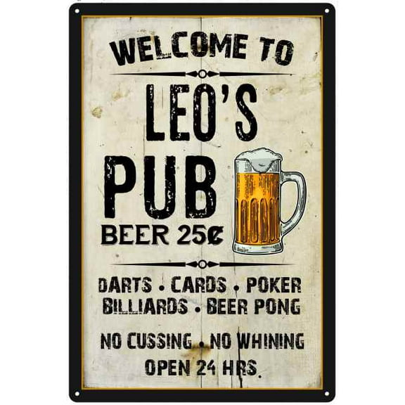 LEO'S Pub Sign Vintage Man Cave Bar Wall Decor Gift 8x12 Metal 208120028171