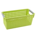 thumbnail image 1 of Cesta organizadora de plástico rectangular de diseño para baño familiar de oficina en casa, color verde, 1 of 5